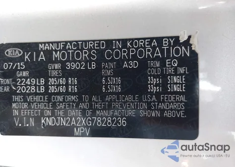 2016 Kia Soul from USA, damaged, VIN KNDJN2A2XG7828236